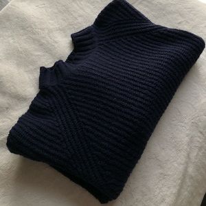 Navy mock neck knit sweater